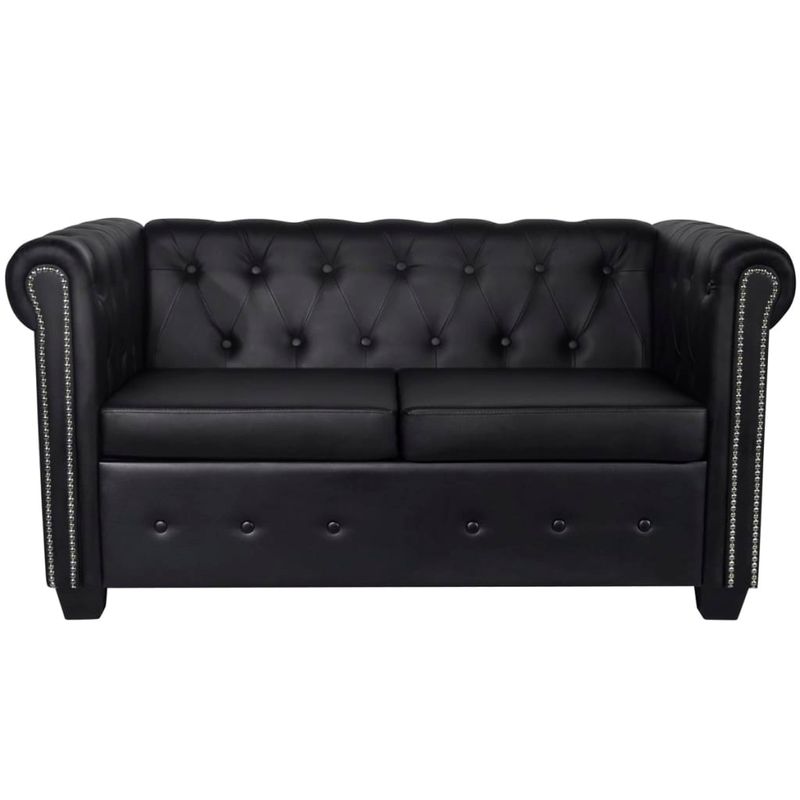 Casa si Gradina - Mobilier - Canapele si coltare - Canapele - Canapea Chesterfield cu 2 si 3 locuri, piele artificiala, negru - Infinity.ro