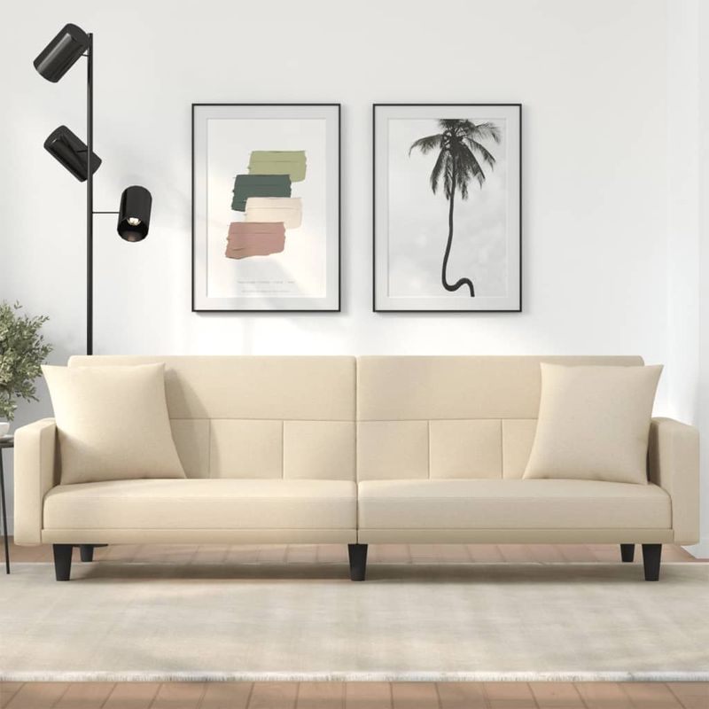 Casa si Gradina - Mobilier - Canapele si coltare - Canapele - Canapea extensibila cu cotiere, cu perne, crem, material textil - Infinity.ro