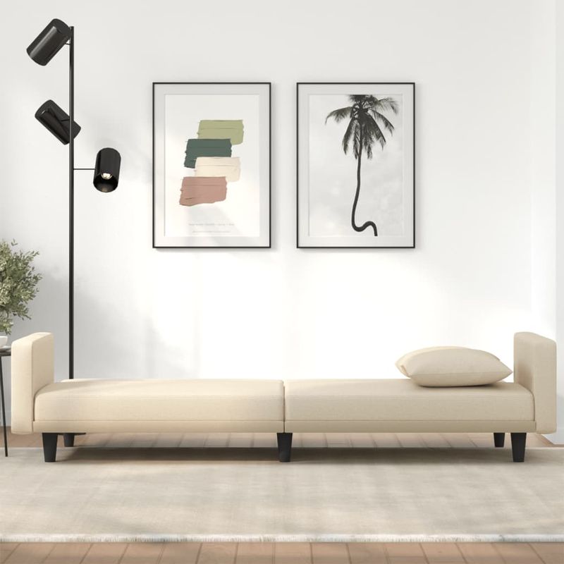 Casa si Gradina - Mobilier - Canapele si coltare - Canapele - Canapea extensibila cu cotiere, cu perne, crem, material textil - Infinity.ro