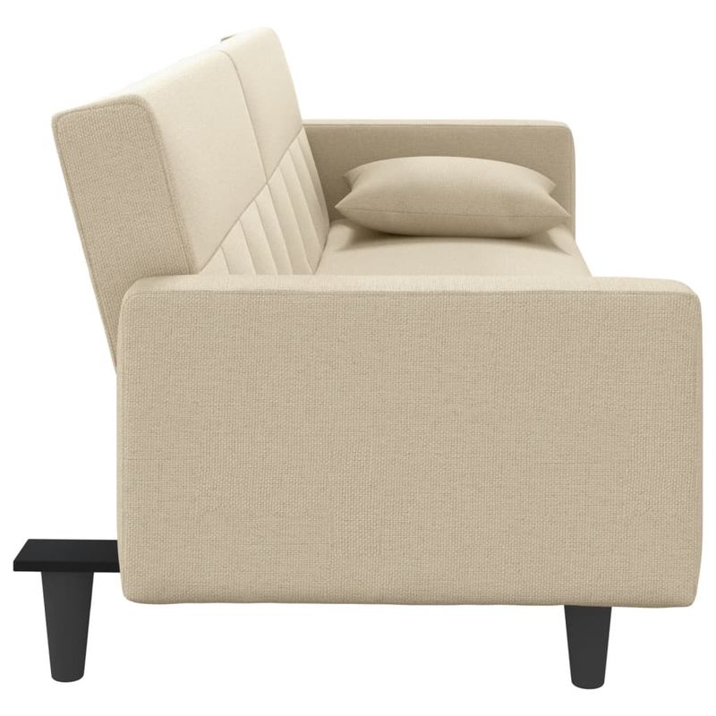 Casa si Gradina - Mobilier - Canapele si coltare - Canapele - Canapea extensibila cu cotiere, cu perne, crem, material textil - Infinity.ro
