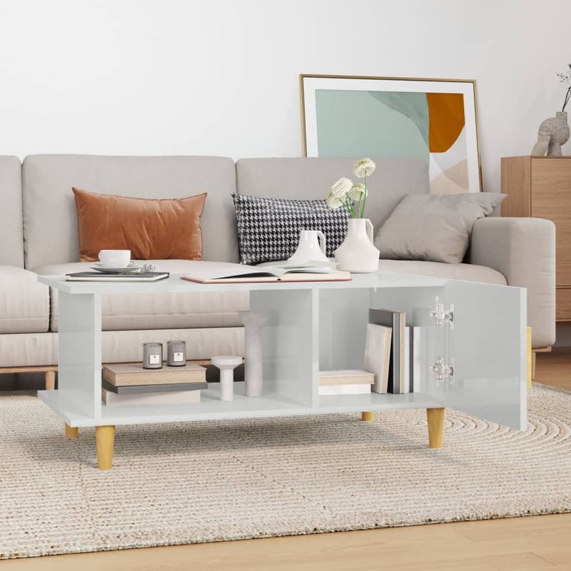 Casa si Gradina - Mobilier - Mese si birouri - Masute de cafea - Masuta de cafea, alb extralucios, 90x50x40 cm, lemn compozit - Infinity.ro