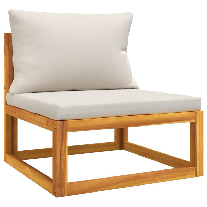 Casa si Gradina - Gradina si terasa - Mobilier exterior - Canapele si fotolii gradina - Canapele colt modulare, 2 piese, cu perne, lemn masiv de acacia, gri deschis, model colț + mijloc - Infinity.ro