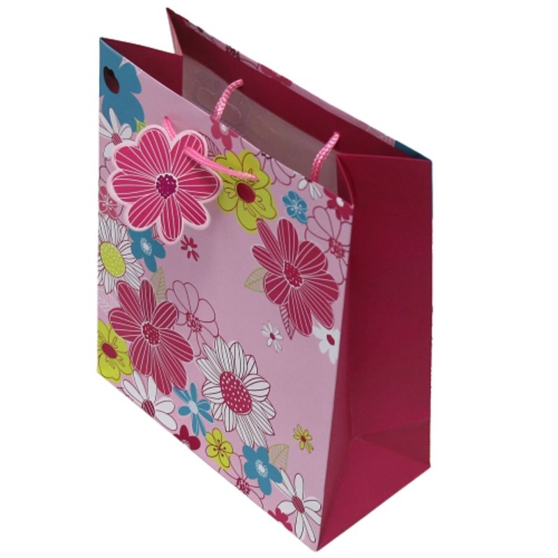 Market - Cadouri - Pungi cadou si accesorii - Punga cadou hartie L FLORAL PINK - Infinity.ro