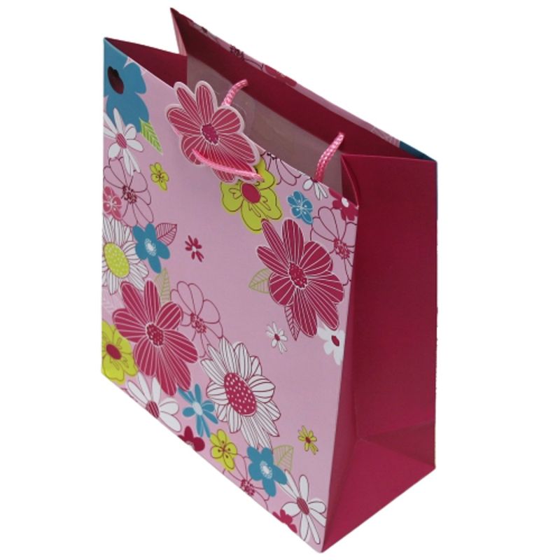 Market - Cadouri - Pungi cadou si accesorii - Punga cadou hartie L FLORAL PINK - Infinity.ro