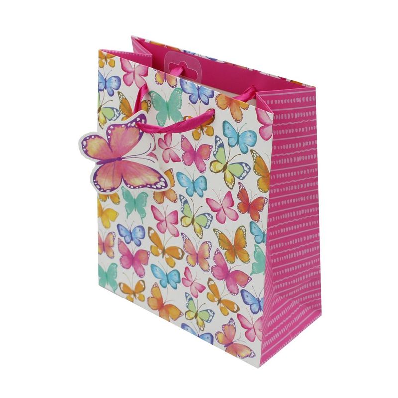 Market - Cadouri - Pungi cadou si accesorii - Punga cadou M hartie light butterflies - Infinity.ro