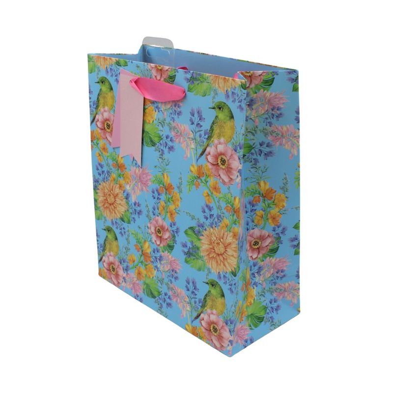 Market - Cadouri - Pungi cadou si accesorii - Punga de cadou hartie M Bird sat on flowers - Infinity.ro