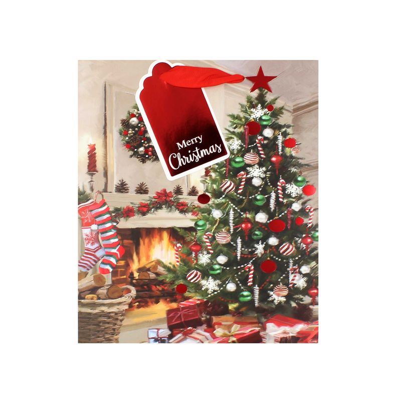 Market - Cadouri - Pungi cadou si accesorii - Punga cadou Craciun SDE M TRAD XMAS TREE - Infinity.ro