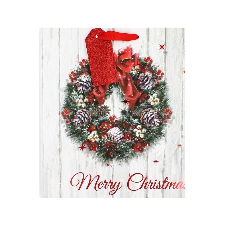 Market - Cadouri - Pungi cadou si accesorii - Punga cadou Craciun SDE XL XMAS WREATH - Infinity.ro
