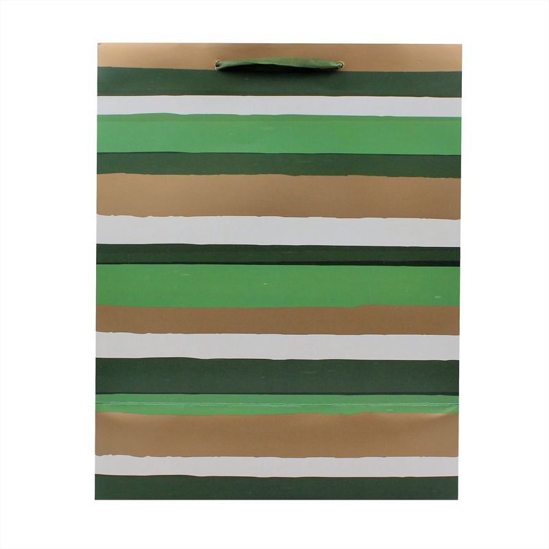 Market - Cadouri - Pungi cadou si accesorii - Punga cadou hartie M Green Stripe - Infinity.ro