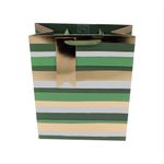 Market - Cadouri - Pungi cadou si accesorii - Punga cadou hartie M Green Stripe - Infinity.ro