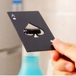 Casa si Gradina - Bucatarie si vesela - Accesorii bar - Tirbusoane si dopuri - Desfacator sticle model carte de joc As, otel inoxidabil, 8.5 x 5.4 cm, negru - Infinity.ro