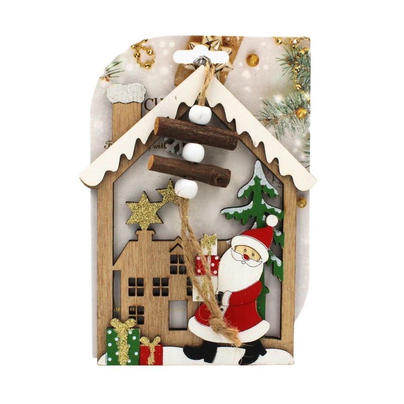 Casa si Gradina - Decoratiuni - Decoratiuni de sezon - Ornament brad Casa cu Mos 15x11.5 cm - Infinity.ro