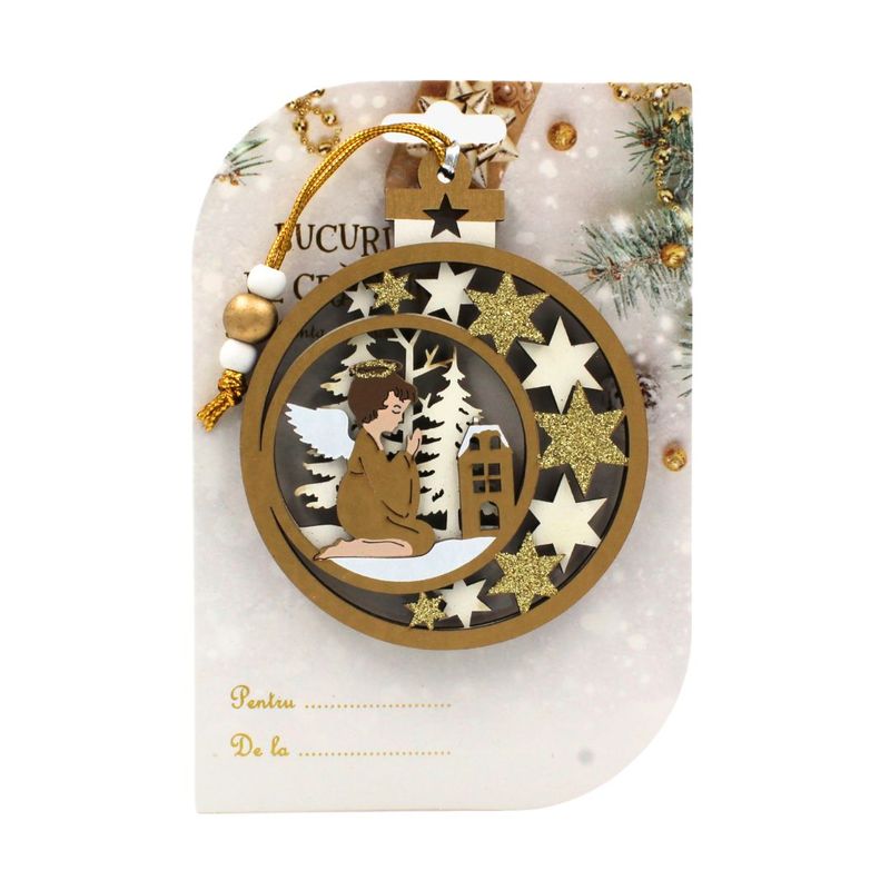 Casa si Gradina - Decoratiuni - Decoratiuni de sezon - Ornament brad Glob cu ingeras 10.5x8.5 cm - Infinity.ro