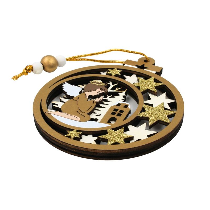 Casa si Gradina - Decoratiuni - Decoratiuni de sezon - Ornament brad Glob cu ingeras 10.5x8.5 cm - Infinity.ro