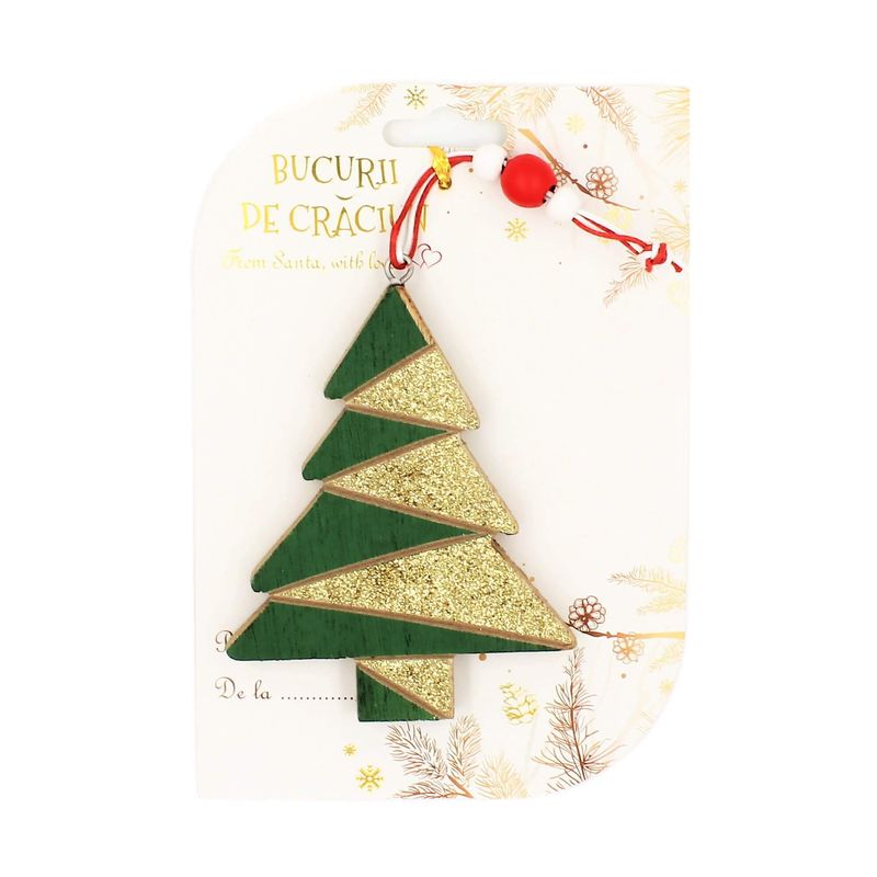 Casa si Gradina - Decoratiuni - Decoratiuni de sezon - Decoratiune din lemn, bradut auriu- verde - Infinity.ro