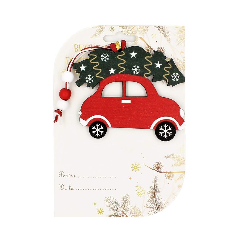 Casa si Gradina - Decoratiuni - Decoratiuni de sezon - Decoratiune din lemn - masinuta cu brad verde - Infinity.ro