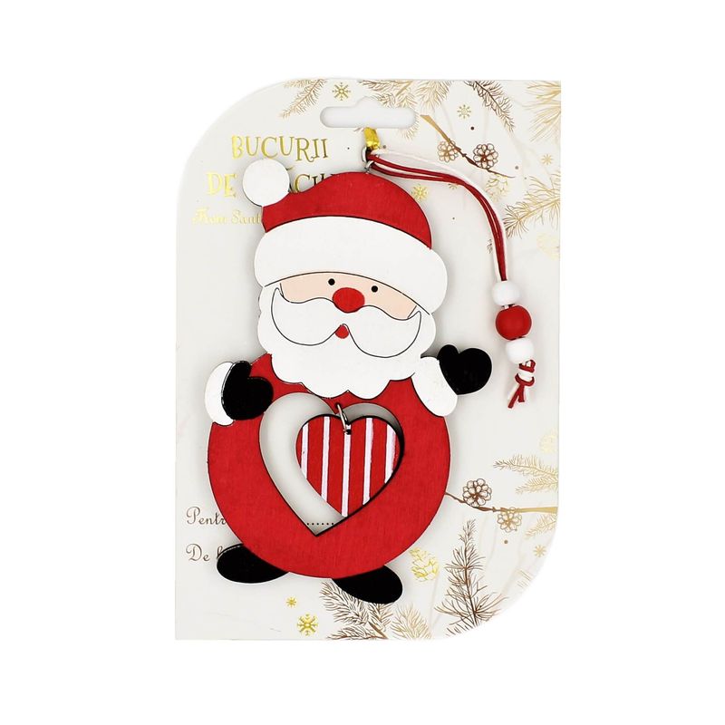 Casa si Gradina - Decoratiuni - Decoratiuni de sezon - Decoratiune Craciun Mos Craciun inimioara dungi - Infinity.ro