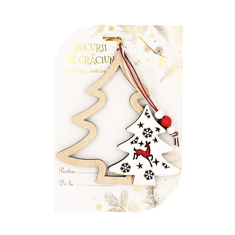 Casa si Gradina - Decoratiuni - Decoratiuni de sezon - Decoratiune de Craciun brazi lemn alb - Infinity.ro