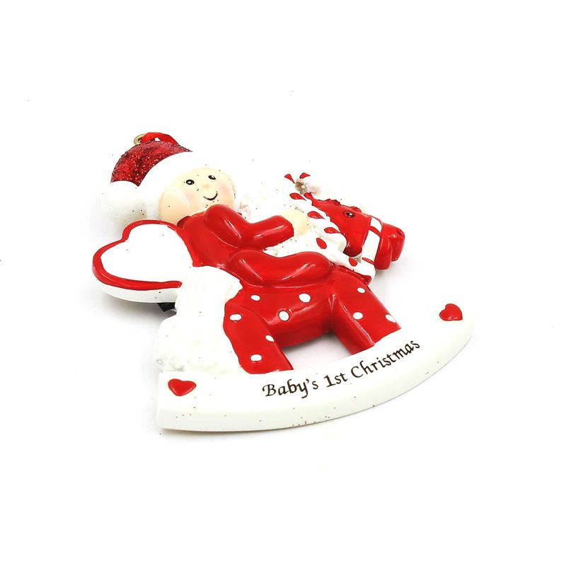 Casa si Gradina - Decoratiuni - Decoratiuni de sezon - Decoratiune cu magnet - Baby's 1st Christmas, balansoar, calut - Infinity.ro