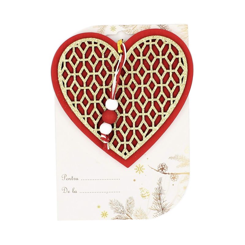 Casa si Gradina - Decoratiuni - Decoratiuni de sezon - Decoratiune de Craciun inimioara rosu auriu - Infinity.ro
