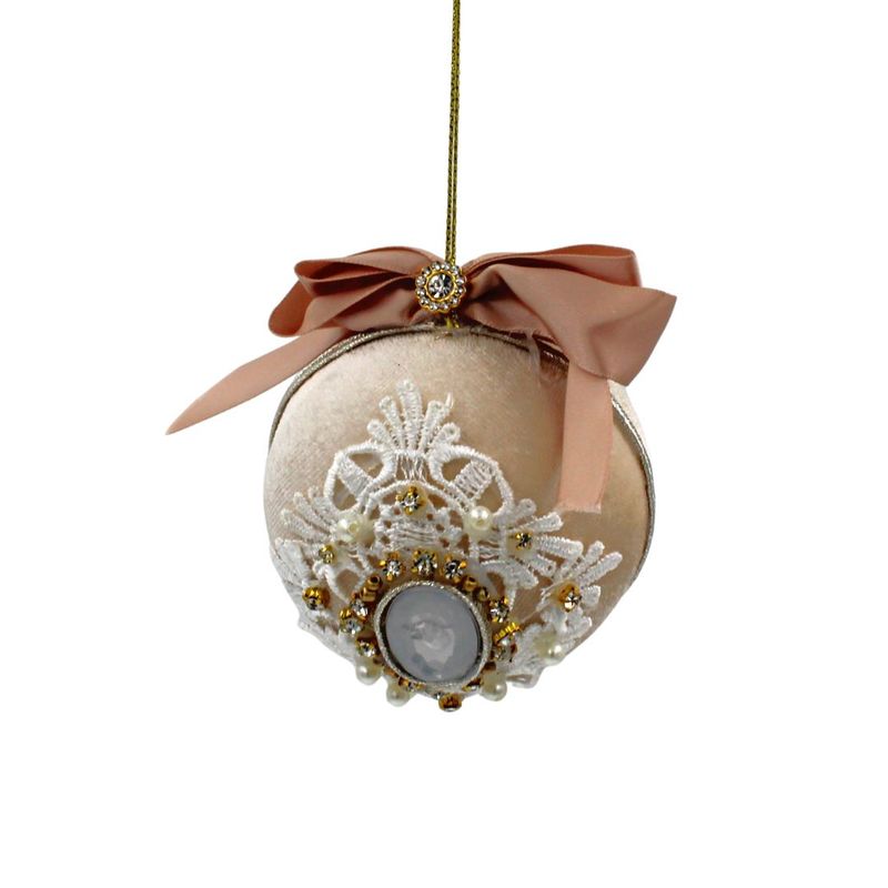 Casa si Gradina - Decoratiuni - Decoratiuni de sezon - Glob DECORIS culoarea ivoire din catifea - Infinity.ro