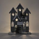 Casa si Gradina - Decoratiuni - Decoratiuni de sezon - Decoratiune Edelman, din lemn - Casuta ornata, cu led - Infinity.ro