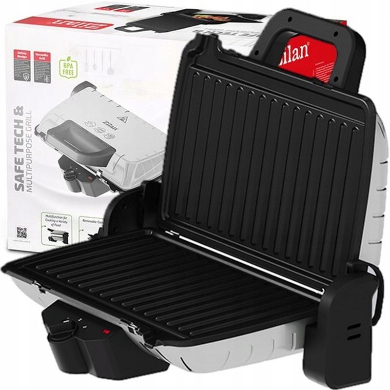 Electronice si Electrocasnice - Electrocasnice bucatarie - Preparare paine - Sandwich-maker - Sandwich-maker and Grill Zilan ZILAN ZLN-4021, 1600 W, Termostat reglabil, Placi antiaderente, Inox - Infinity.ro