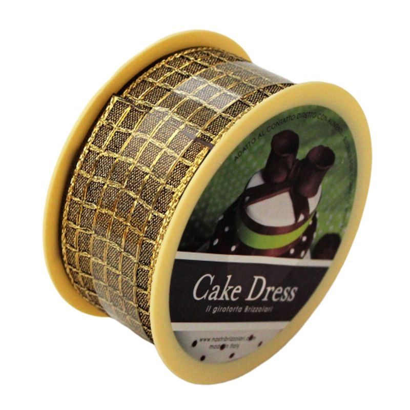 Casa si Gradina - Decoratiuni - Decoratiuni petrecere - Accesorii pentru petrecere - Banda decorativa textila Cake Dress, pentru torturi si prajituri, 4.5cm x 10m, Gold, maron - Infinity.ro