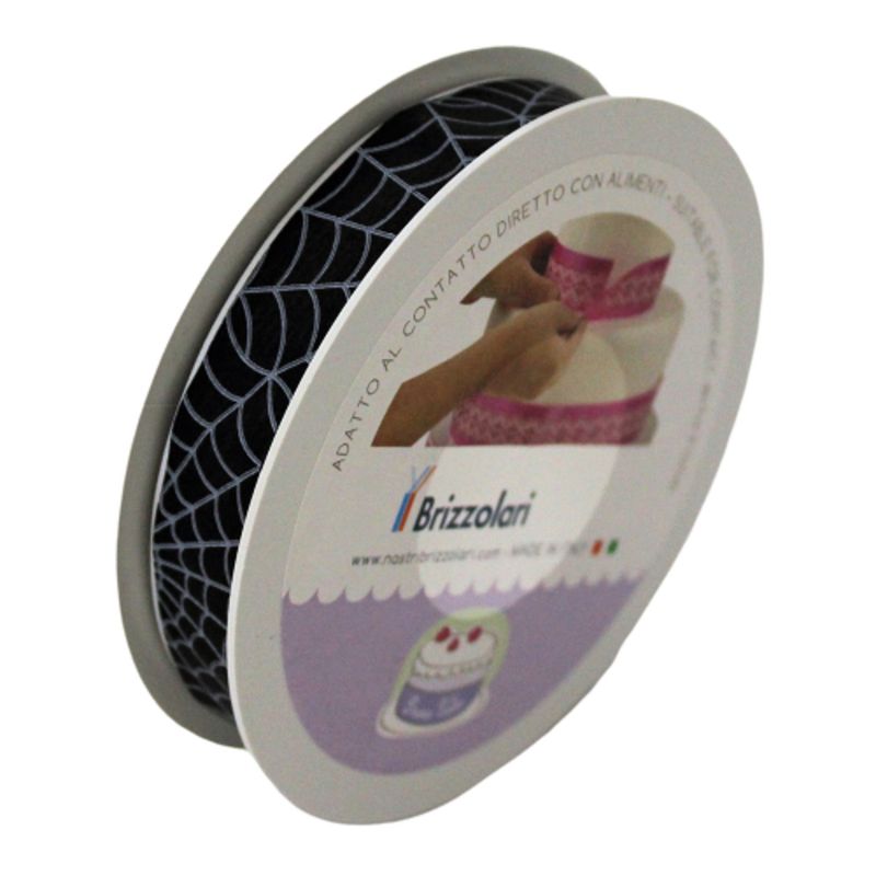 Casa si Gradina - Decoratiuni - Decoratiuni petrecere - Accesorii pentru petrecere - Banda decorativa Cake Dress, pentru torturi si prajituri, 2cm x 20m, Spider negru - Infinity.ro