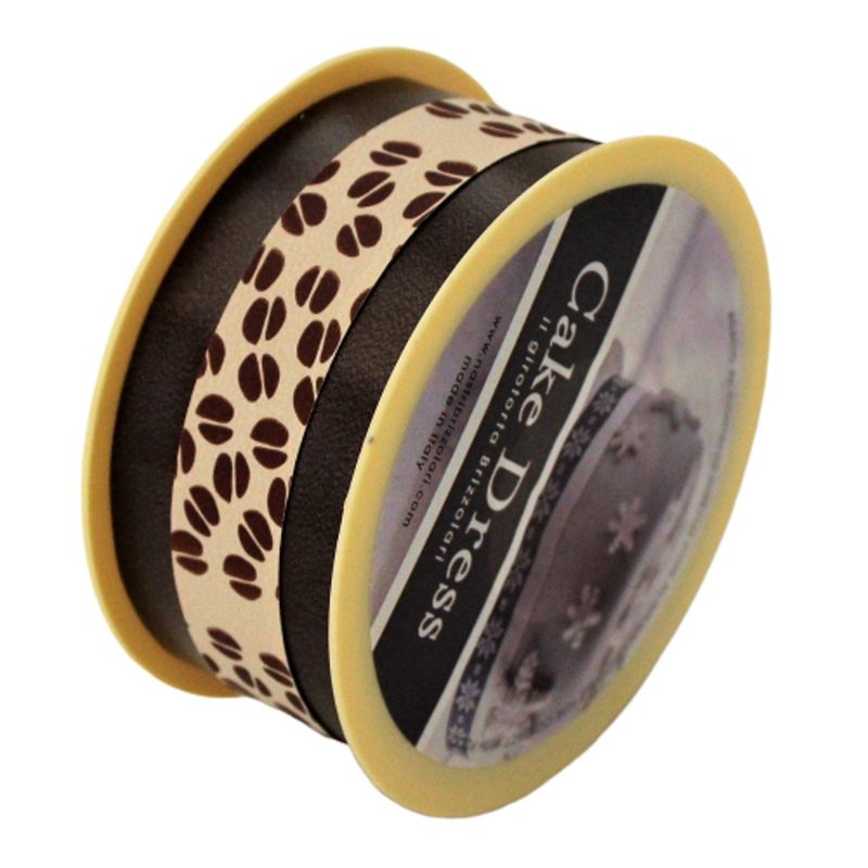 Casa si Gradina - Decoratiuni - Decoratiuni petrecere - Accesorii pentru petrecere - Banda decorativa Cake Dress, pentru torturi si prajituri, 4.5cm x 20m, Candy Maron Cafea - Infinity.ro