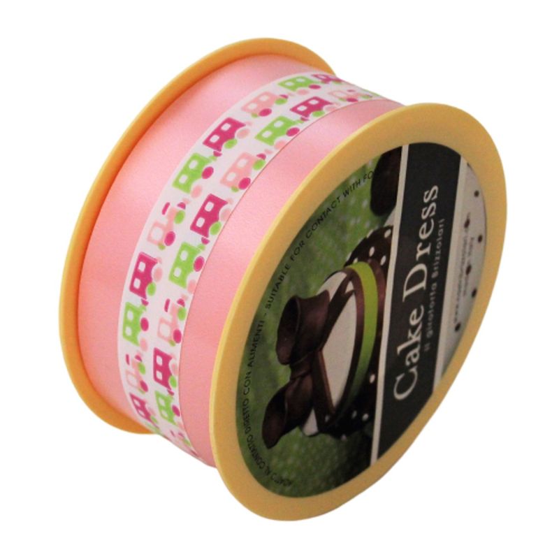 Casa si Gradina - Decoratiuni - Decoratiuni petrecere - Accesorii pentru petrecere - Banda Decorativa Cake Dress, 45mm, Trenulet Roz, 20 m - Infinity.ro