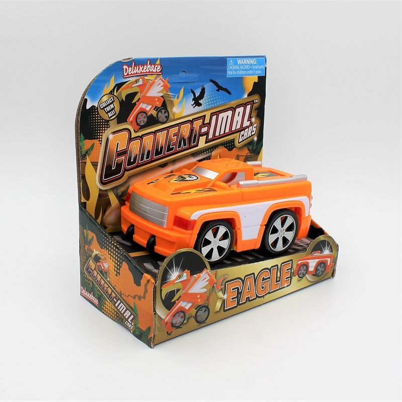 Jucarii, Copii si Bebe - Jucarii si jocuri - Vehicule si jucarii cu telecomanda - Masinute - Masinuta portocalie convertibila tip robot Eagle - Infinity.ro