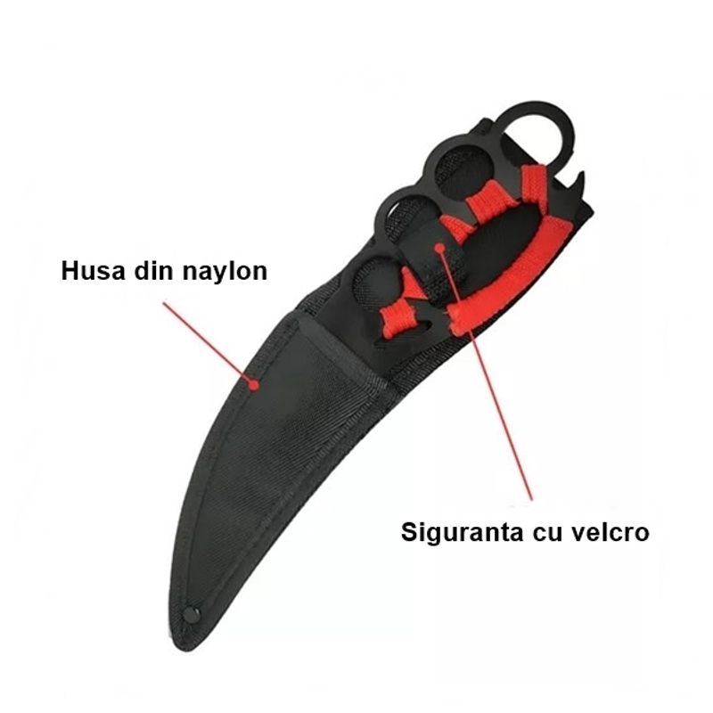 Casa si Gradina - Bucatarie si vesela - Vesela si tacamuri - Cutite si seturi de cutite - Cutit de vanatoare Cobra Red, IdeallStore®, 25 cm, husa inclusa - Infinity.ro