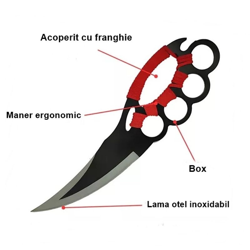 Casa si Gradina - Bucatarie si vesela - Vesela si tacamuri - Cutite si seturi de cutite - Cutit de vanatoare Cobra Red, IdeallStore®, 25 cm, husa inclusa - Infinity.ro