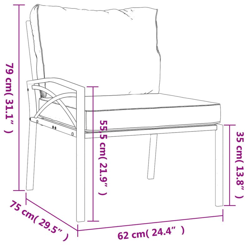 Casa si Gradina - Gradina si terasa - Mobilier exterior - Seturi mobila gradina - Set mobilier de gradina cu perne nisipii, 7 piese, otel, model 4x mijloc + 2x scaun + masă - Infinity.ro