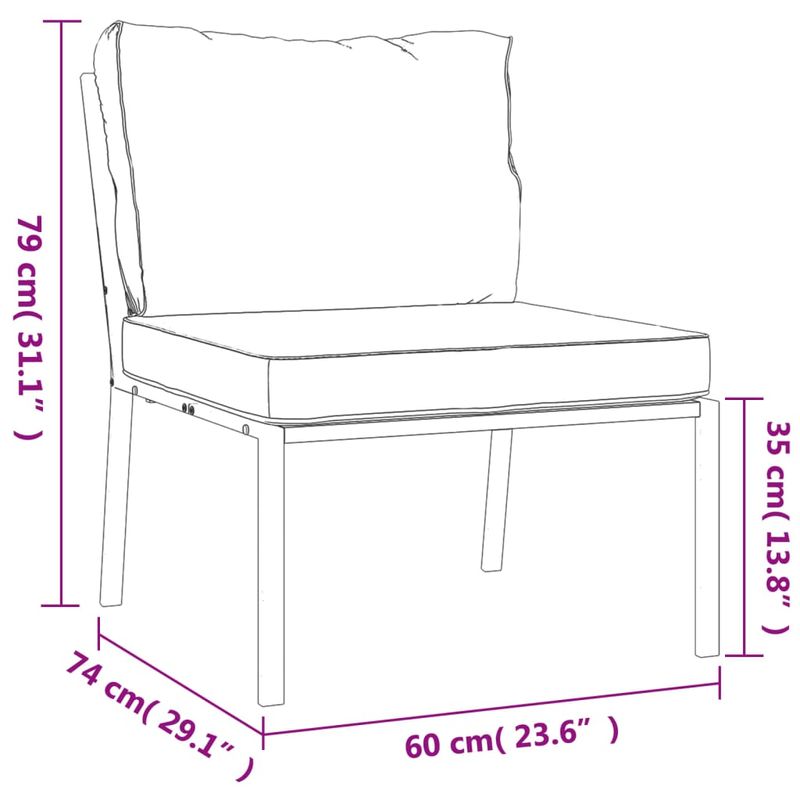 Casa si Gradina - Gradina si terasa - Mobilier exterior - Seturi mobila gradina - Set mobilier de gradina cu perne nisipii, 7 piese, otel, model 4x mijloc + 2x scaun + masă - Infinity.ro