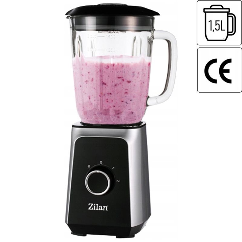 Electronice si Electrocasnice - Electrocasnice bucatarie - Mixere, tocatoare & roboti de bucatarie - Blendere si mini tocatoare - Blender ZILAN ZLN-3925, 1.5 l, 2 viteze + Functie impuls, Zdrobire gheata, Vas de sticla, Inox - Infinity.ro