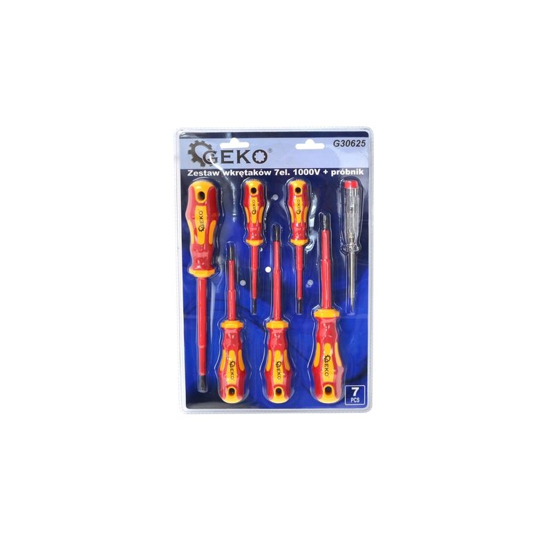Casa si Gradina - Constructii - Scule de mana si unelte - Surubelnite - Set 6 surubelnite 1000V + tester de tensiune, Geko G30625 - Infinity.ro