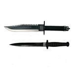 Sport si Outdoor - Camping - Cutite, bricege si accesorii - Cutite si bricege - Set doua cutite de vanatoare First Blood Knife, IdeallStore®, teaca inclusa, Negru - Infinity.ro