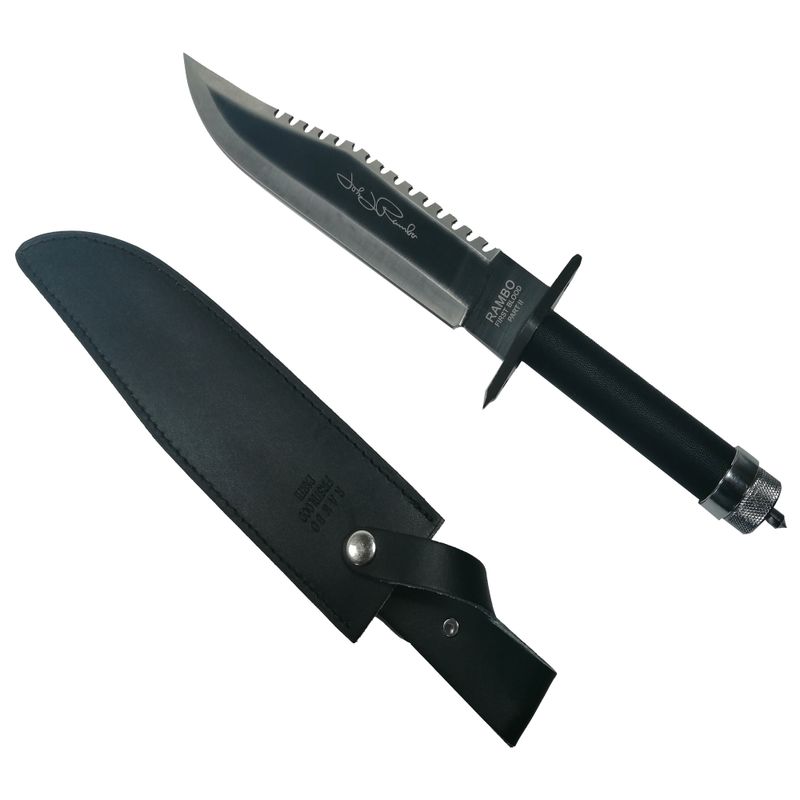 Sport si Outdoor - Camping - Cutite, bricege si accesorii - Cutite si bricege - Set doua cutite de vanatoare First Blood Knife, IdeallStore®, teaca inclusa, Negru - Infinity.ro