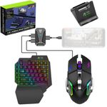 PC, gaming si accesorii - Periferice PC - Tastaturi - Kit gaming cu tastatura iluminata gaming 39 taste one hand si mouse, Bluetooth,Android, iOS, PC, 1600/2400/3200 DPI, RGB - Infinity.ro