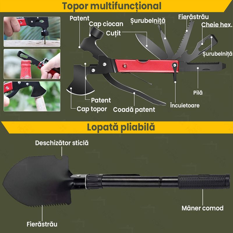 Sport si Outdoor/Camping/Accesorii camping si drumetii - Set kit complet de supravietuire multifunctional, Glowforhome, trusa prim ajutor, echipament de urgenta pentru drumetii - Infinity.ro