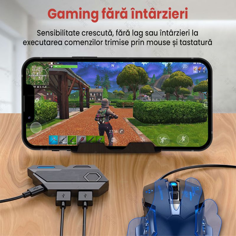 PC, gaming si accesorii - Periferice PC - Tastaturi - Kit gaming cu tastatura iluminata gaming 39 taste one hand si mouse, Bluetooth,Android, iOS, PC, 1600/2400/3200 DPI, RGB - Infinity.ro