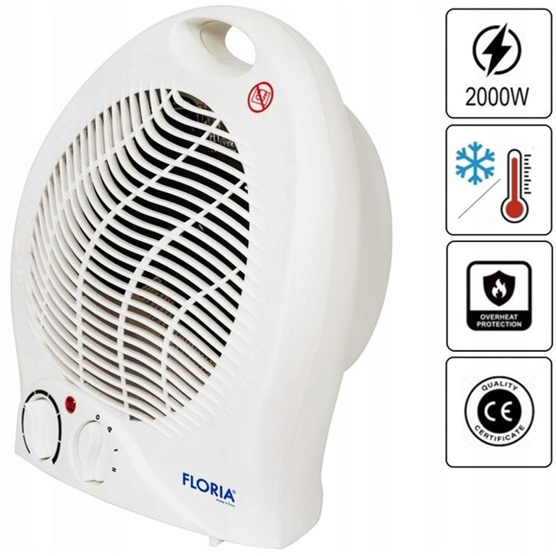 Electronice si Electrocasnice - Climatizare si sisteme de incalzire - Aparate incalzire aer - Aeroterme - Aeroterma Floria ZLN-6171, Alb Putere 2000W, 2 nivele de incalzire+rece, Protectie supraincalzire, Termostat reglabil, - Infinity.ro