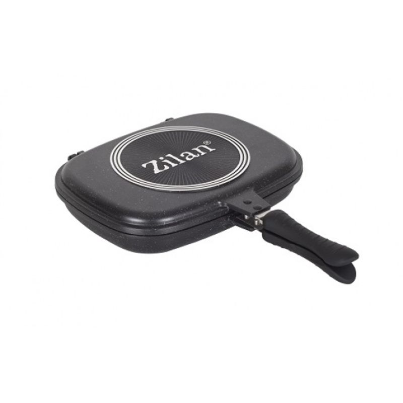 Casa si Gradina - Bucatarie si vesela - Vase pentru gatit - Tigai si seturi - Tigaie dubla ZILAN ZLN-9522,culoare negru Diametru 30 cm, garnitura silicon rezerva, - Infinity.ro