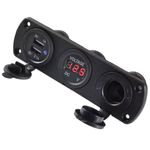 Sport si Outdoor - Ciclism - Accesorii pentru biciclete - Suporturi accesorii biciclete - Priza de Bricheta Universala, etansa, cu Voltmetru si incarcare 2 x USB, pentru vehicule offroad - Infinity.ro