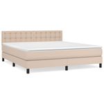 Casa si Gradina - Mobilier - Paturi si accesorii - Paturi - Pat box spring cu saltea, cappuccino, 180x200cm piele ecologica - Infinity.ro