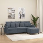 Casa si Gradina - Mobilier - Canapele si coltare - Canapele - Canapea cu 3 locuri si taburet, gri inchis, 180 cm, catifea - Infinity.ro