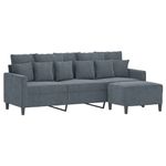 Casa si Gradina - Mobilier - Canapele si coltare - Canapele - Canapea cu 3 locuri si taburet, gri inchis, 180 cm, catifea - Infinity.ro