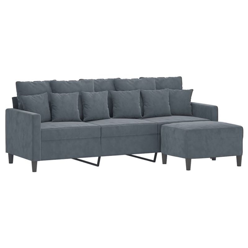 Casa si Gradina - Mobilier - Canapele si coltare - Canapele - Canapea cu 3 locuri si taburet, gri inchis, 180 cm, catifea - Infinity.ro